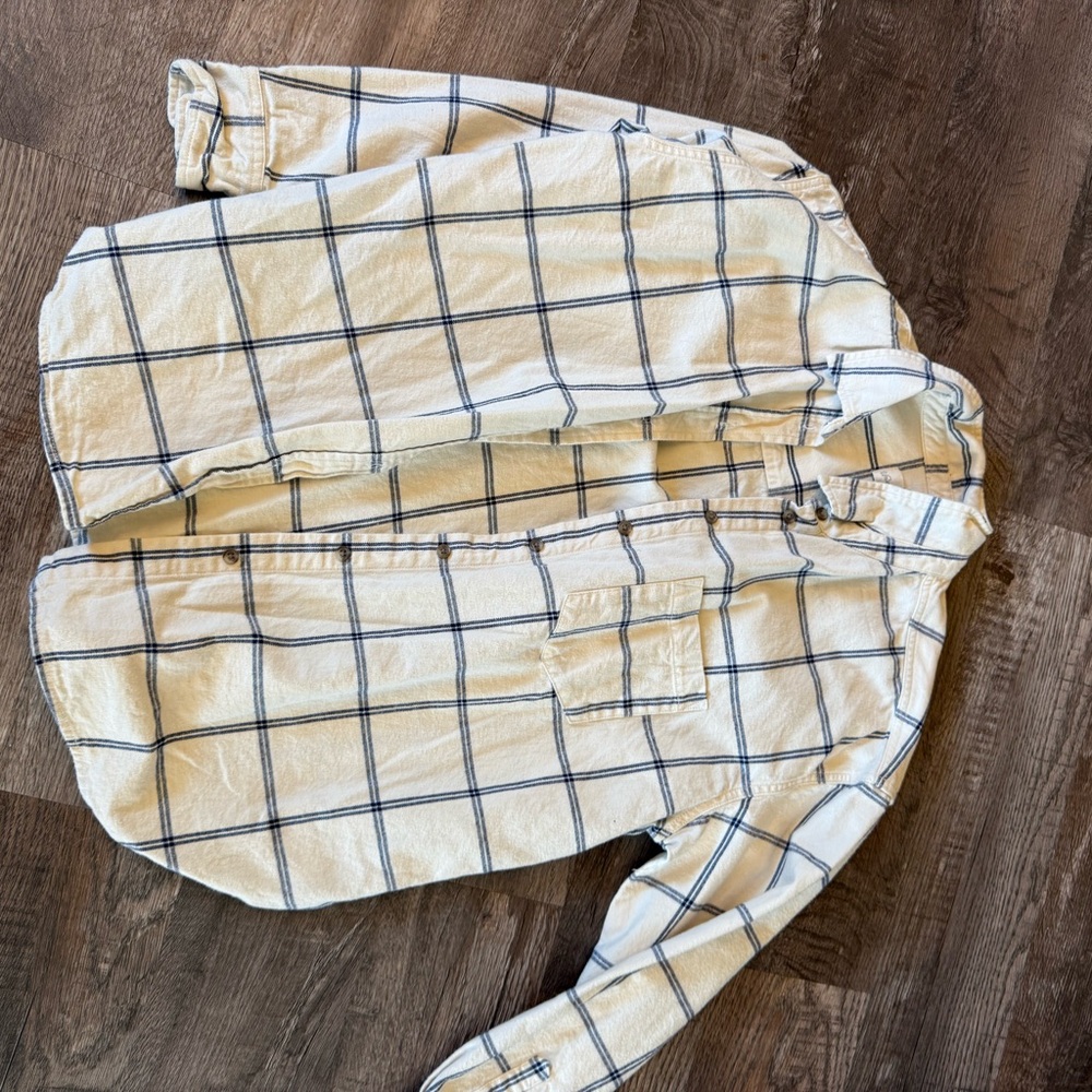 Women’s Cream and Blue Checkered Shirt